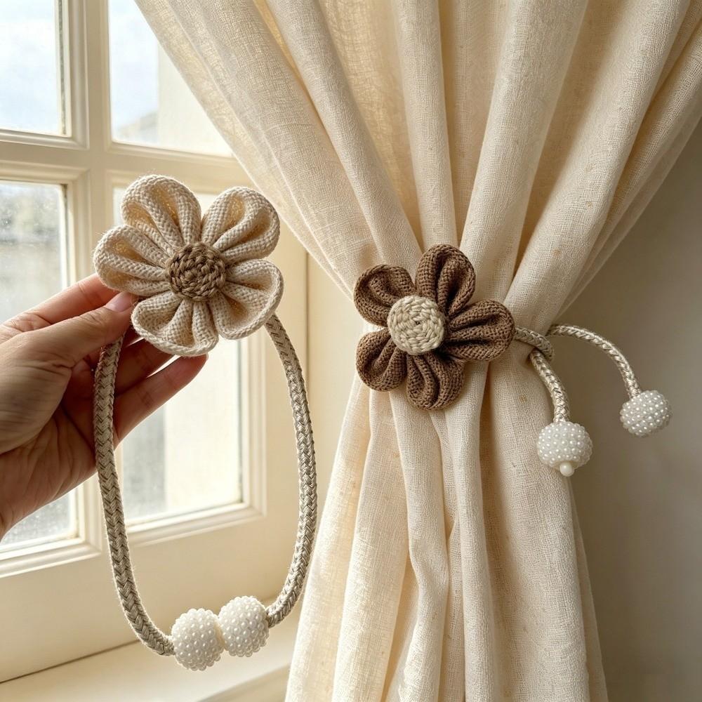 2PCS Adjustable Flower Curtain Tieback Creative Curtain Buckle Gauze Curtain Binding Rope Office