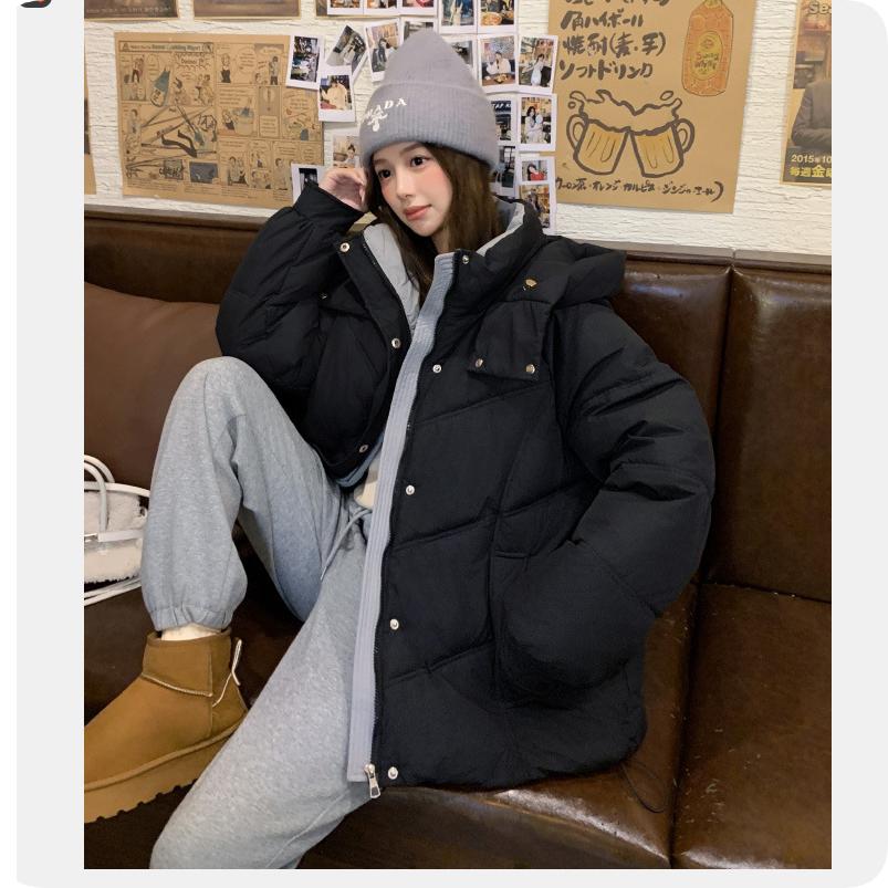 Down Padded Jacket Women's Autumn and Winter Thick Padded Jacket Small Fake Two-piece Short Padded Jacket