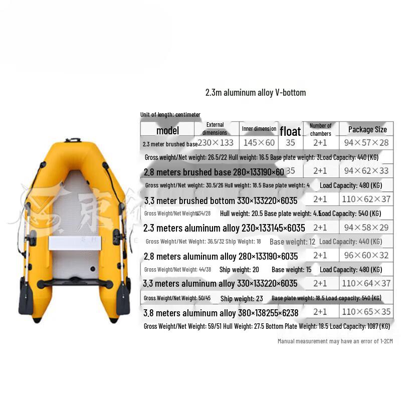 Shuzheng Golden Steel Inflatable Fishing Boat with Aluminum V-Bottom