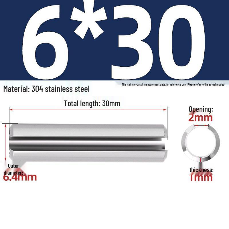 304 Stainless Steel Slotted Spring Pin, Cylindrical Shaft Pin, Locating and Hollow Pin (M5-M12)