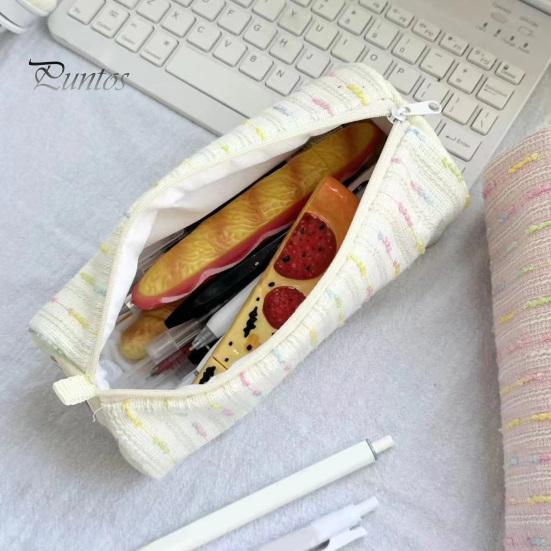 Decorative Pencil Case Strawberry Cake Roll Case, Large Capacity Cylindrical Pen Pouch, Girlish Desk Accessory Cute Stationery Storage Bag for