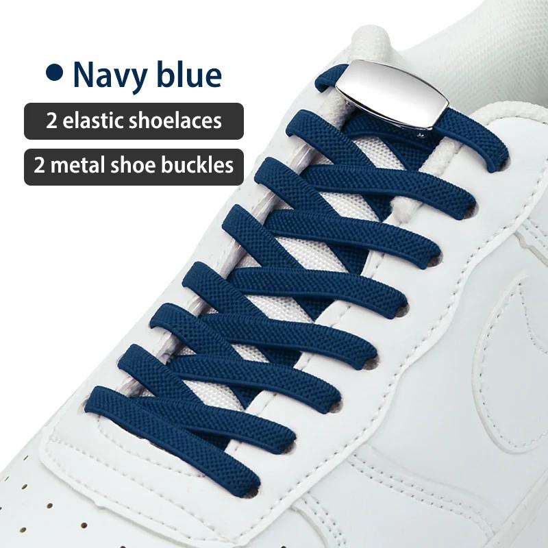 Nieuwe Elastische Schoenveters Zonder Strikken Geweven Platte Schoenveters Voor Kinderen en Volwassen Sneakers Schoenveters Snel Lui Metalen Sluiting Schoenveters