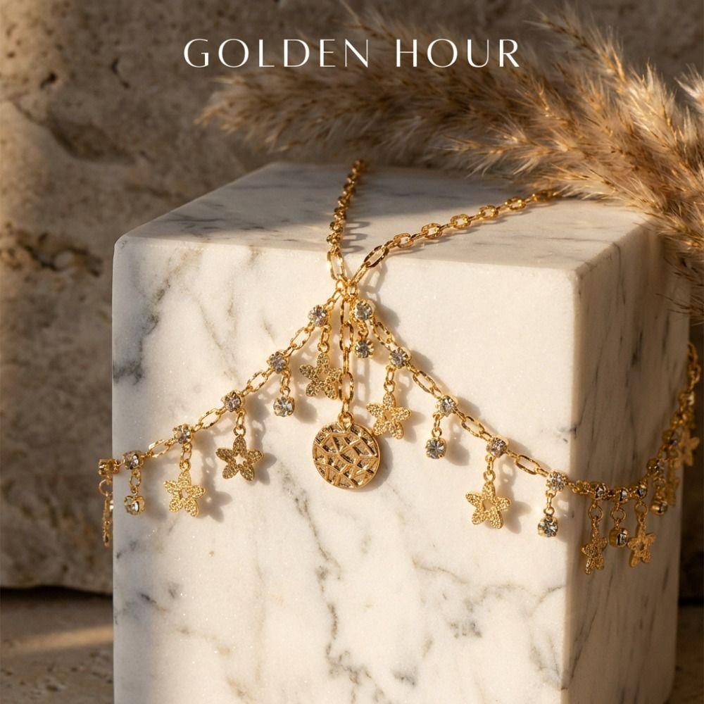 Korean Style Bohemian Forehead Headpiece Rhinestone Forehead Chain  Wedding Styling Accessories