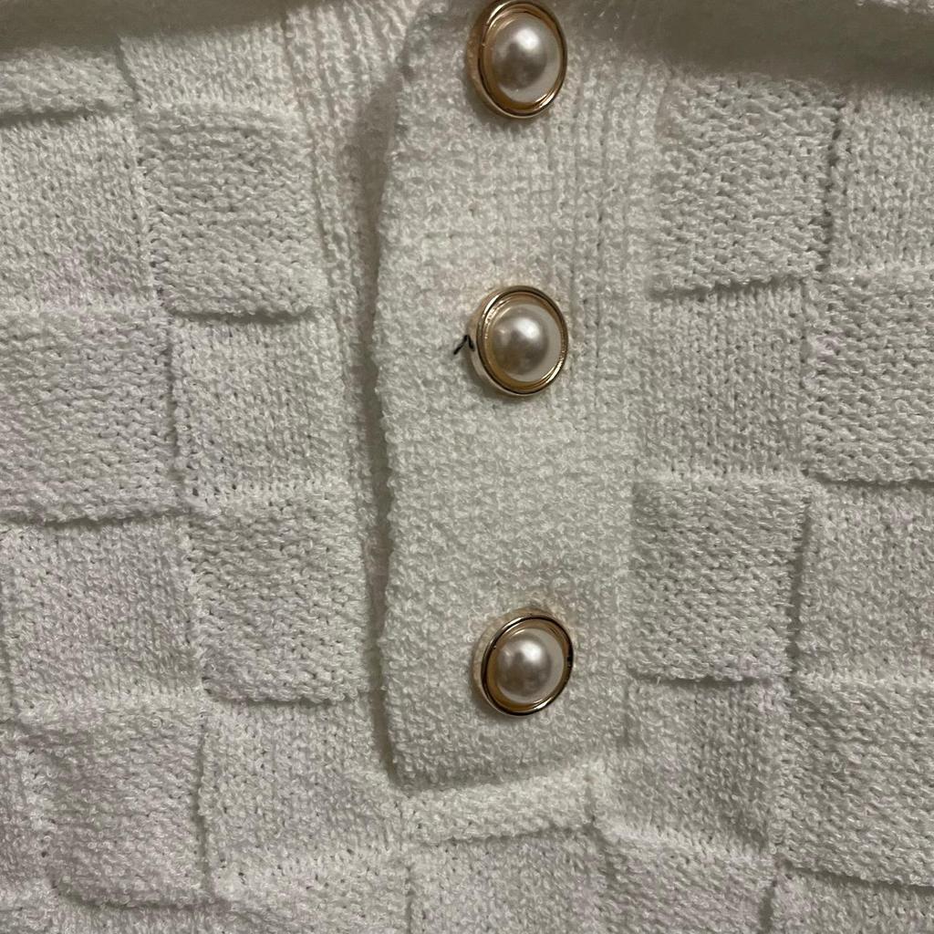 CA Summer Unisex Short Sleeve Knit Polo with Pearl Buttons