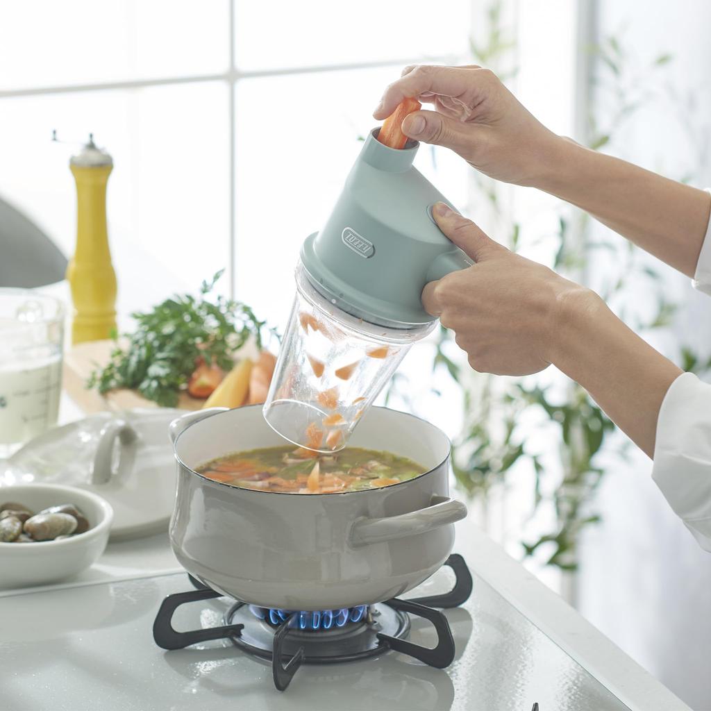 Toffy Cordless Slicer Mini Chopper No Knife or Cutting Board Chopper Slicer Slice Directly into Pots or Easy Operation & K-CH3 - Needed, Time-Saving &