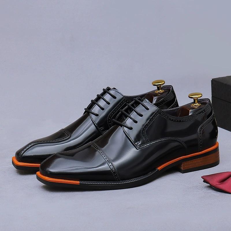 

Модная мужская обувь из натуральной кожи, туфли с острым носком, мужская деловая повседневная обувь, черные, коричневые кожаные оксфорды, Zapatos De Hombre 38 чёрный
