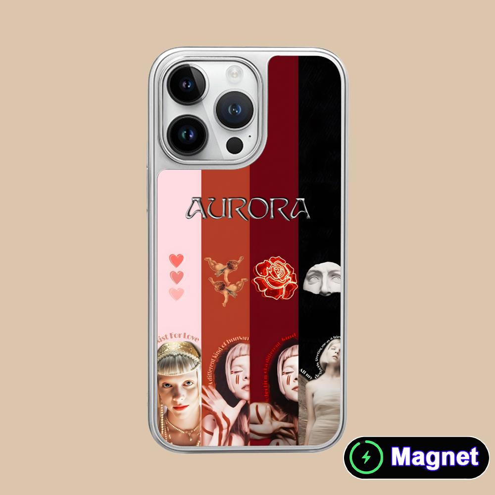 Aurora Aksnes Silver Plating Magsafe Mobile Phone Case for iPhone 17 16 15 14 13 12 11 Air Pro Max Plus Colorful Cover