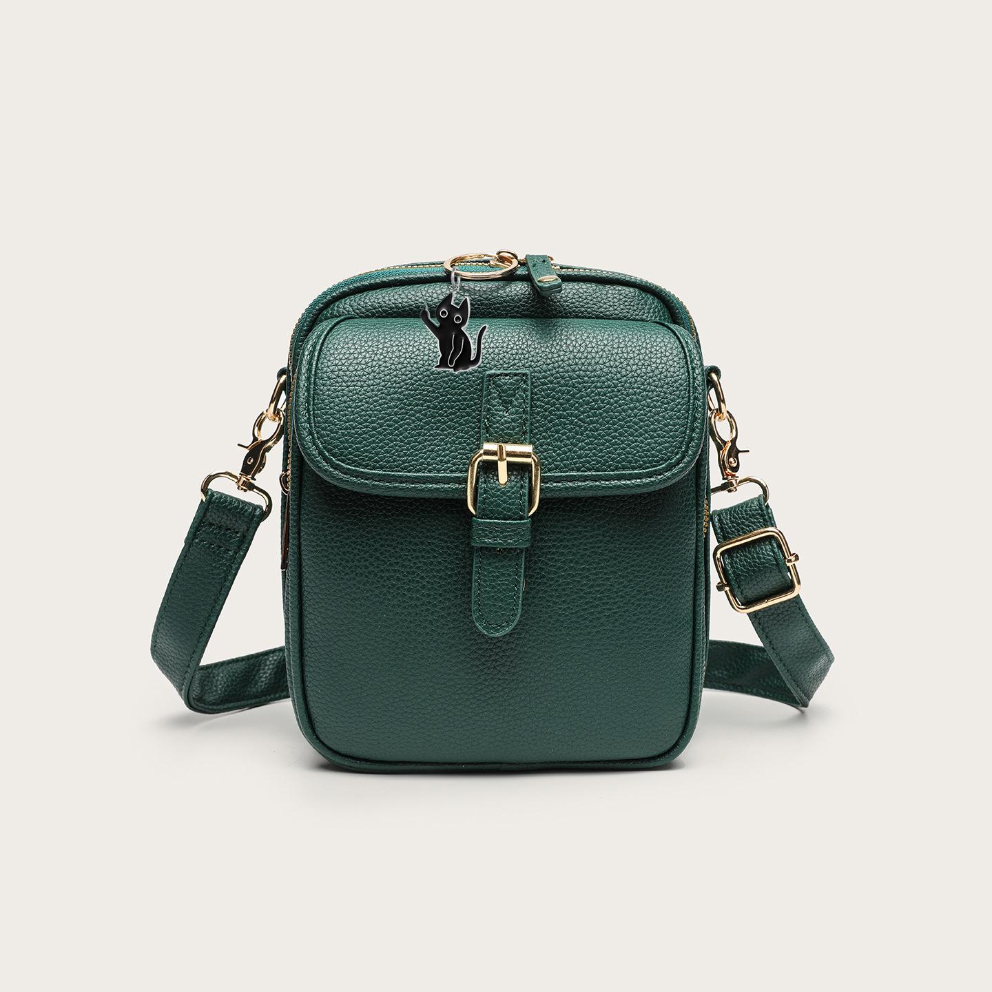 Balailuo Retro Leren Dames Messenger Bag met Verstelbare Afneembare Riem Anti-diefstal Crossbody Leren Telefoontas Vintage Grote Capaciteit groen