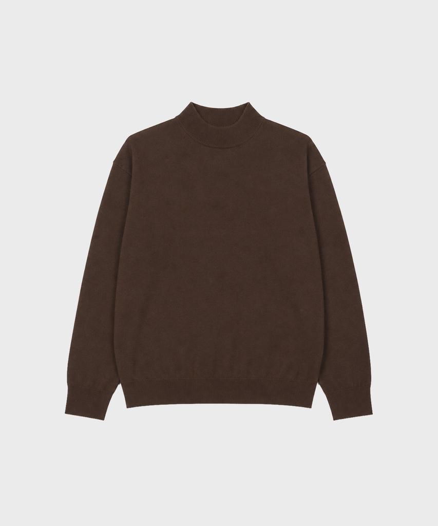 WORK ON BODY OFF Kor Semi-Overfit Mock Neck Knit [Brown]