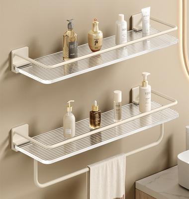 Acrylic Transparent Wall Storage Rack Cosmetic Makeup Storage Tray Shampoo Rack Shower Shelf Bathroom Accessories No Drill Shelf