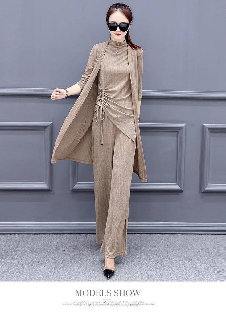 Women's Korean Style Elegant Plus Size Slimming Three-Piece Spring and Autumn Fashion Set