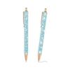 PATIKIL 2pcs Glitter Ballpoint Pens, Sequin Blue, Prestige Finish, Metal, Click Action, for Journaling, Women, Office Supplies, Birthday Gift, Smooth