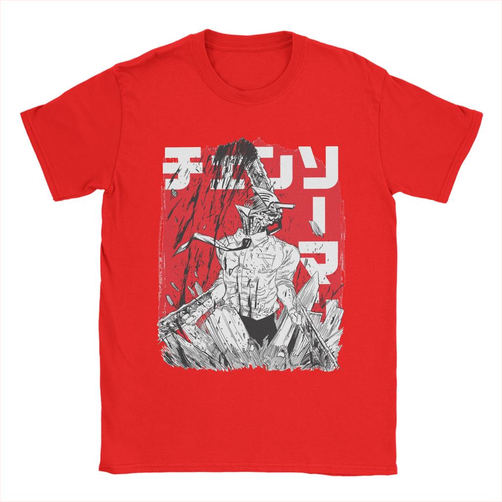Chainsaw Warrior Chainsaw Man Men's T Shirt Anime Manga Hipster Tee Shirt Short Sleeve O Neck T-Shirts Cotton Classic Clothes