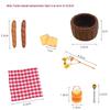 Miniature Breakfast Set with Storage Basket: Includes Honey, Condensed Milk, Jam, Rye Baguette