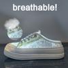 Summer White Shoes New Style of Female Students Mesh Breathable Height-enhancing Casual Street Clapper Shoes
