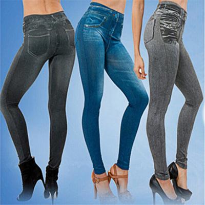 Women Jeans High Waist Slim Denim Print Stretch Pencil Pants for Work