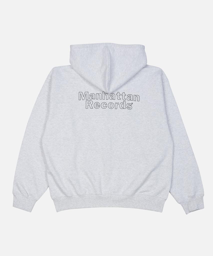 Manhattan Records Mr Line Logo Zip Up Hoodie - Light Gray