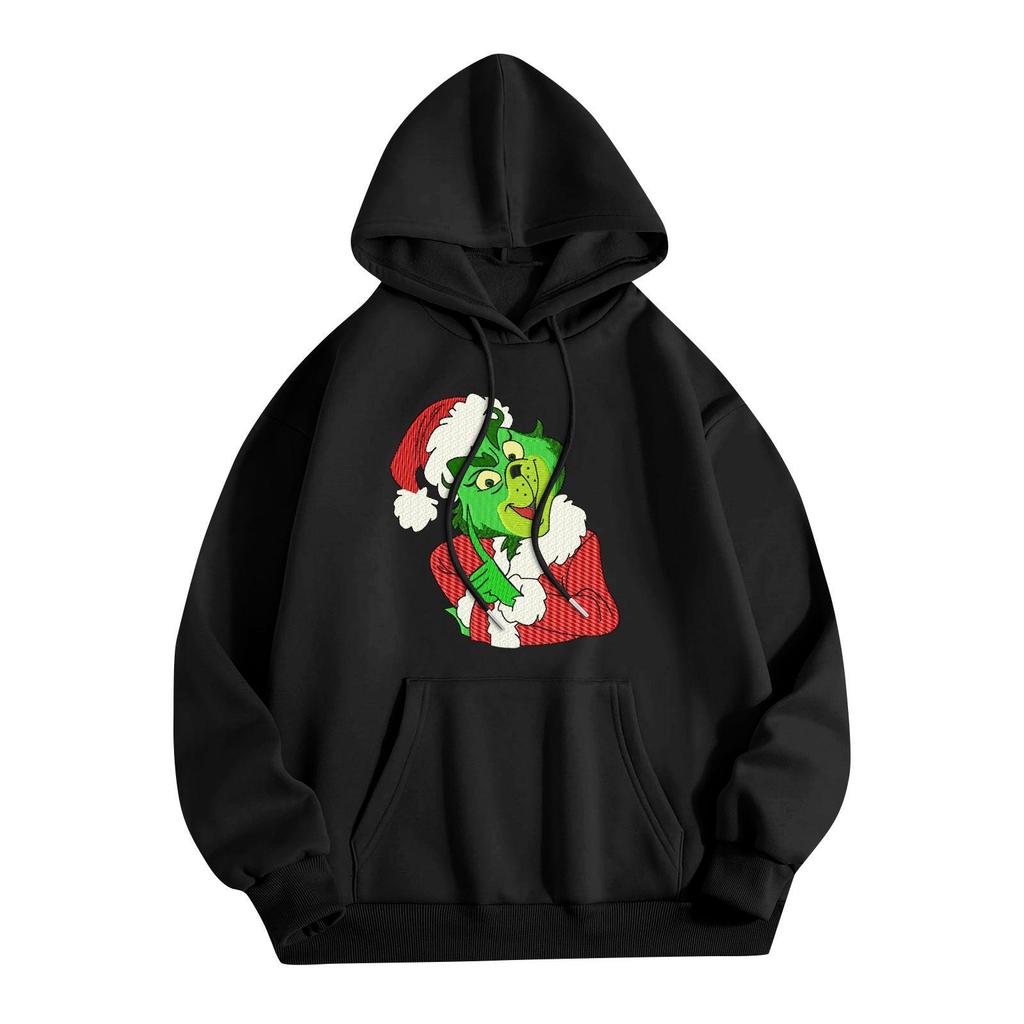 Women's Casual Comfortable Neck Hooded Long Sleeve Christmas Print Warm Sweatshirt