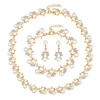 Kobiety Panna Młoda Faux Pearl Rhinestone Naszyjnik Stadniny Kolczyki Bransoletka Zestaw Biżuterii