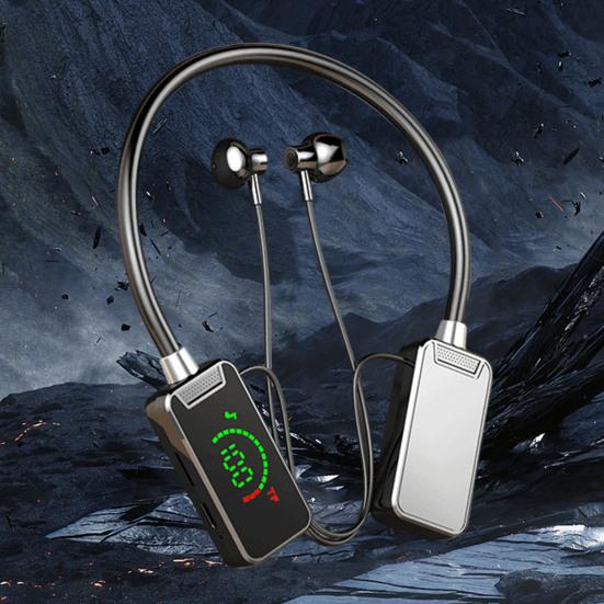 Wireless Earphone Bluetooth-compatible Hanging Neck Headset LED Display Waterproof Wireless Neckband Headphone
