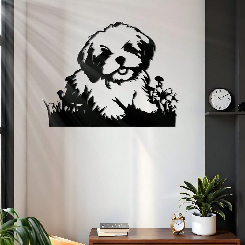 Heavy Duty Black Metal Wall Art Laser Cut Modern Dog Design for Living Room Bedroom Office Decor