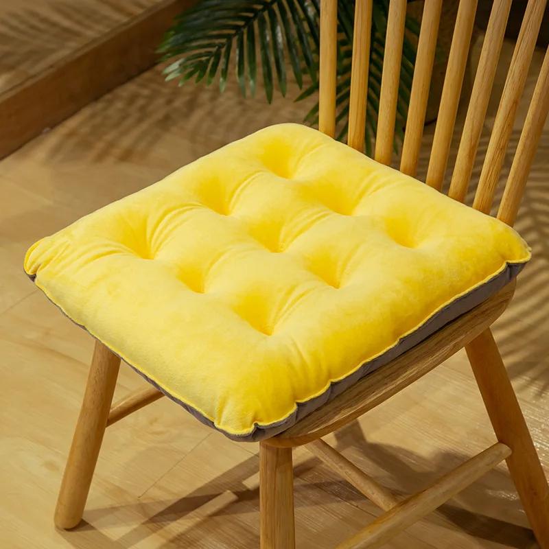 Solid Color Crystal Velvet Color-matching Chair Cushion Winter Warm Seat Cushion Student Stool Butt Office Chair Cushion
