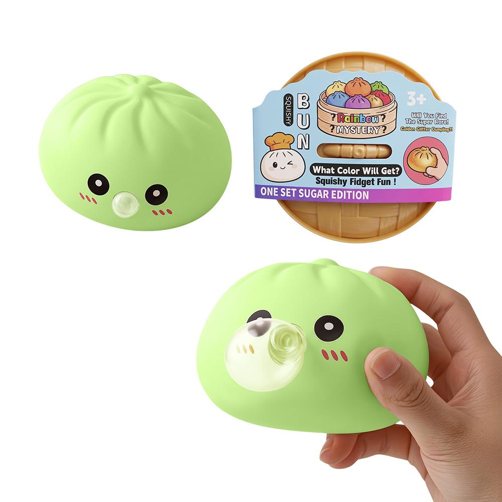 Bola de Compresión de Bollo al Vapor Rebotante Juguetes de Pellizcar Dumpling de Silicona Suave Soplar Burbujas Blandos Alivio del Estrés Misterio Caja Sorpresa Regalos