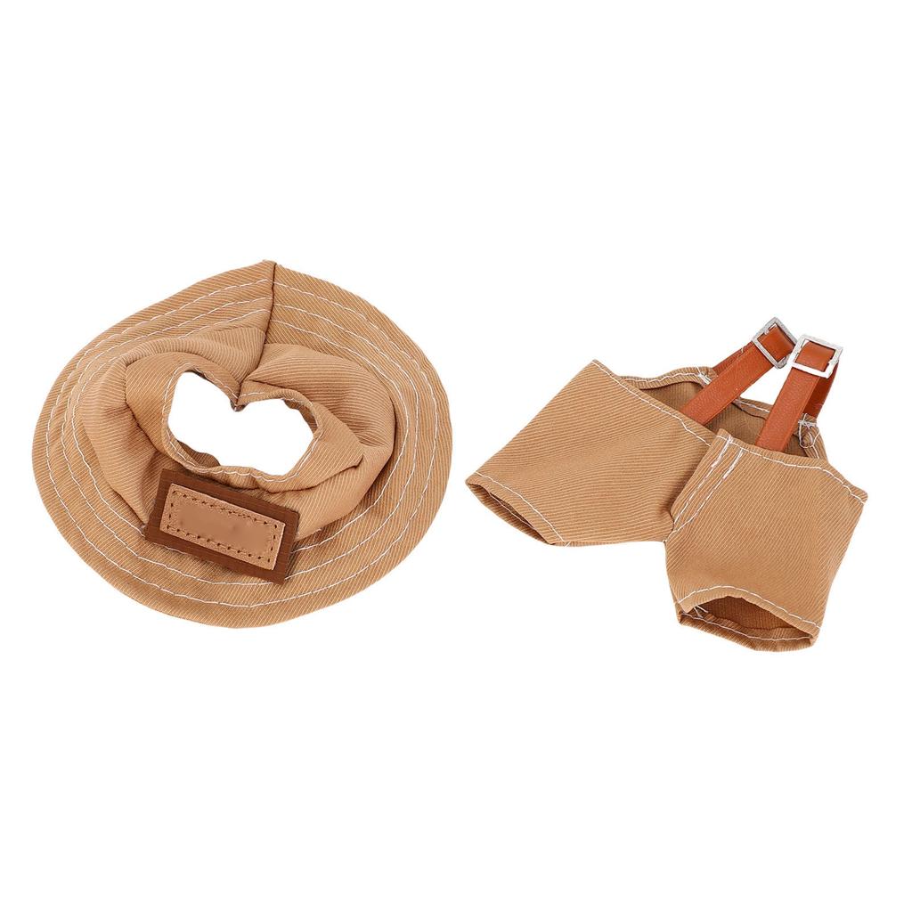 Doll Clothes Fiber Wearable Exquisite Brown Color Suspenders Pants and Bucket Hat for Collecting