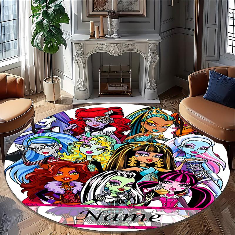 Customizable Monster High Draculaura2 Round Non-Slip Carpet - Ideal for Garden, Picnic, Office, Perfect for Decoration, Suitable For All Seasons