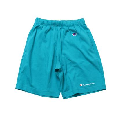 Short enfant en coton COTTON USA, poches fendues des deux côtés, poche plaquée sur la hanche, logo brodé, short basique bleu sarcelle 100 [Champion] 100 % CK-Z502