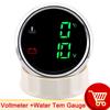52mm 2in1 Gauge Digital Fuel Level Water Level Gauge With Alarm Water Temp Holding Tank Level Gauge Voltmeter for Car Boat Yach