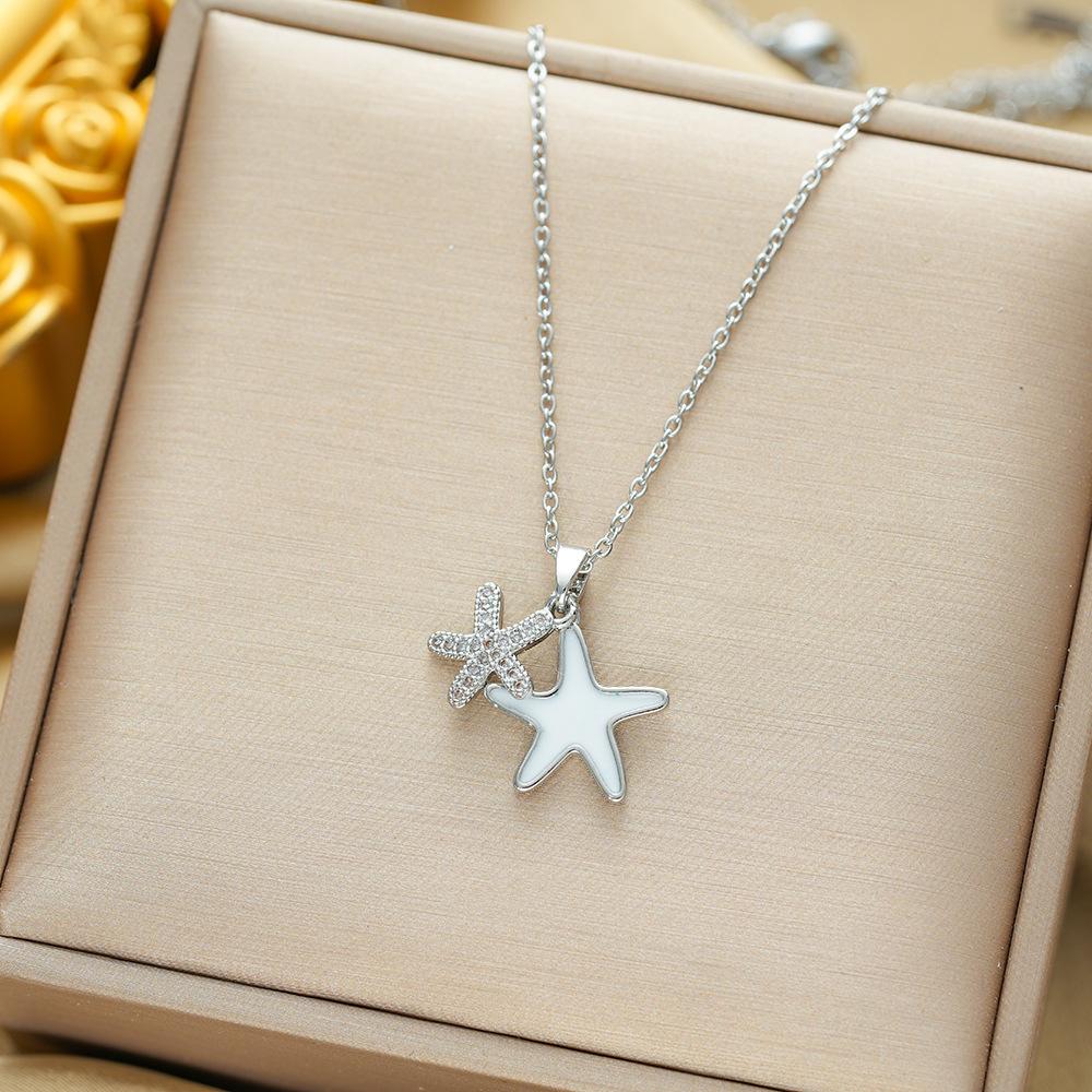 

Ожерелье в виде морской звезды, капающей маслом. Простая и модная персонализированная цепочка на ключицу.