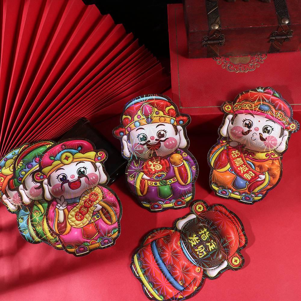 6pcs Traditional 2025 Snake Year Red Envelope Blessing God of Wealth Red Envelope Wedding Birthday