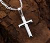 SILVER Chain with Cross Men' Diamond Italian Cross + FREE