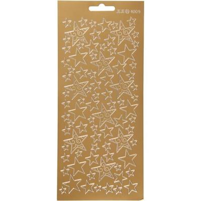 Stickers - Gold - Assorted Stars - Sheet 10x23 Cm - Peel Off Stickers - Mixed