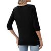 Women's Fashionable Casual Button-down Collar Three-quarter Sleeve T-shirt Top