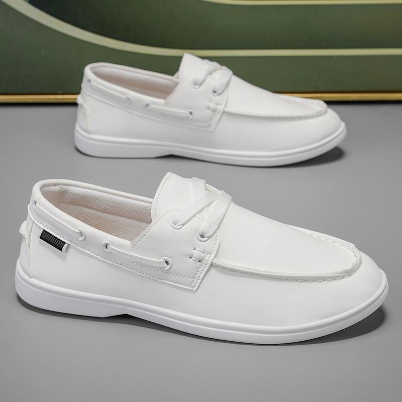 White Men's Leather Shoes Casual Shoes Handmade Leather Shoes Fashionable Comfort Flat Shoes Men's Dating Party Shoes