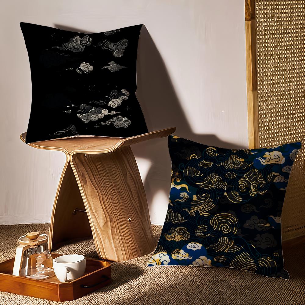 Chinese Cloud Pattern Cushion Cover Anti-dustmite Pillowcase Invisible Zipper Silky Short Plush Sofa Cushion Cover