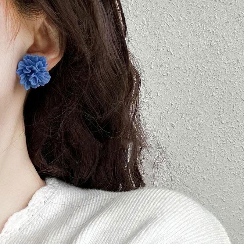 Orecchini a Lobo Fiori Blu in Resina per Donne Accessorio Gioiello Regali per Feste