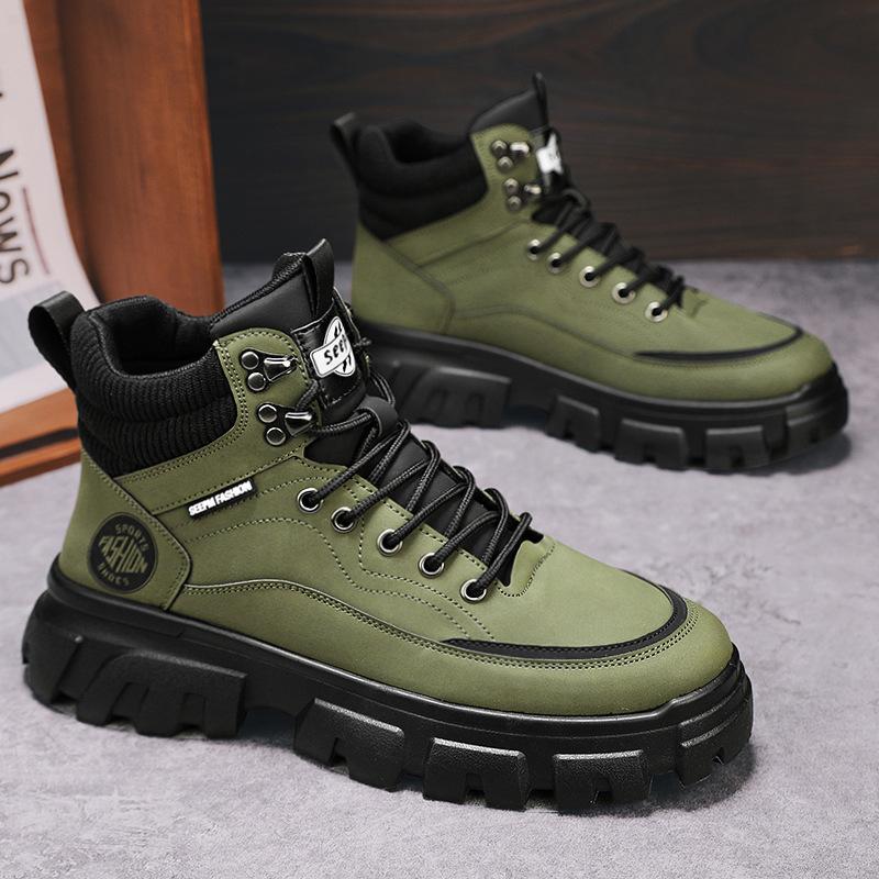 American retro Martin boots high-top British style big yellow boots mountaineering retro desert leather boots