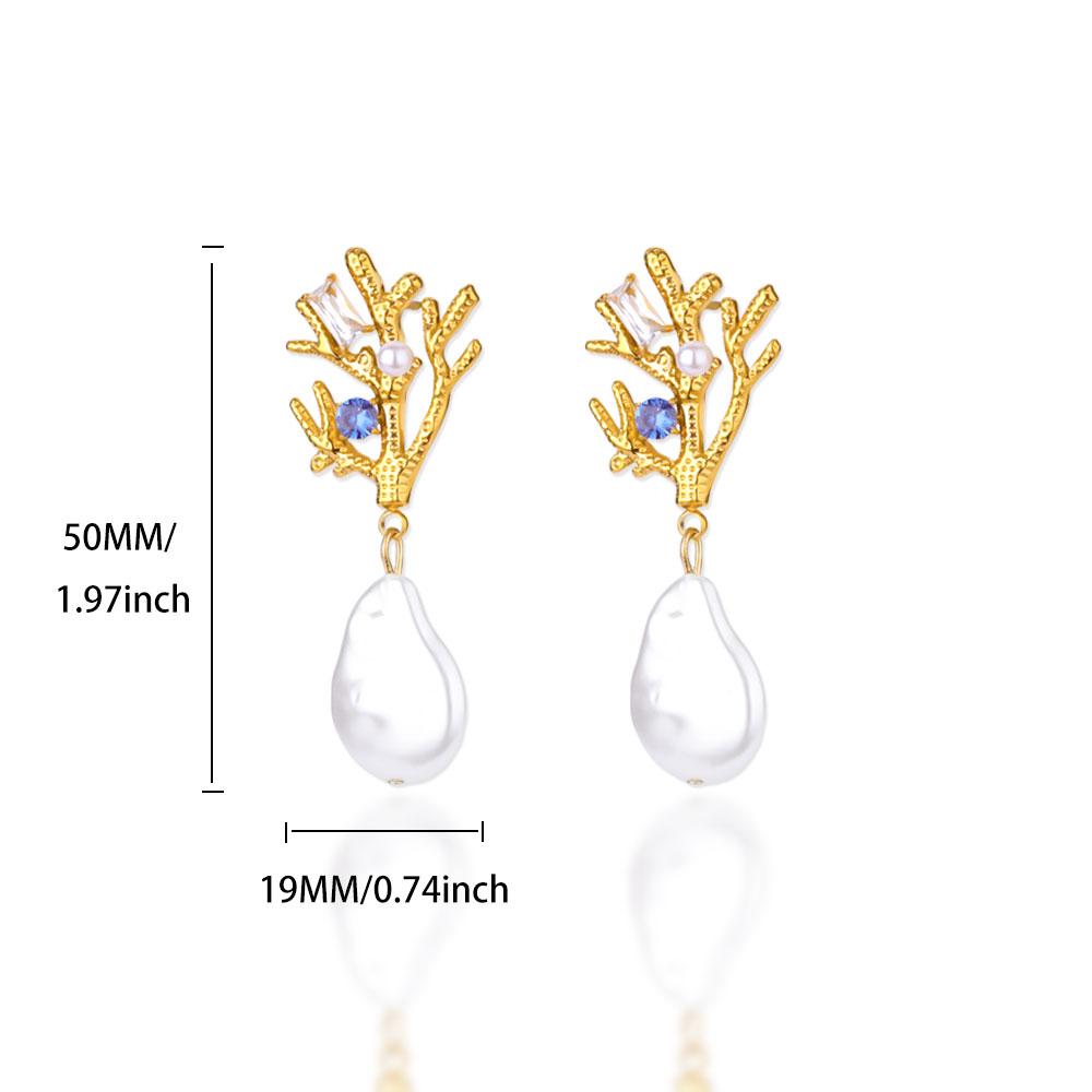 Cercei Stud Pandantiv Coral Perlat Ocean Culoare Aur Oțel Inoxidabil Cercei Nuntă Angajament Bijuterii Estetice arete