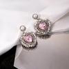 Silver Needle Love Pink Hao Stone and Pearl Earrings - Sweet, Cool, Hot Girl Style, Light Luxury High-End Jewelry.
