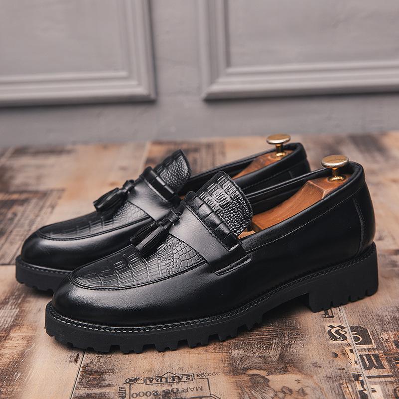 Men s Plus Size Retro Tassel Leather Shoes - Casual & Formal British Style 38 чёрный
