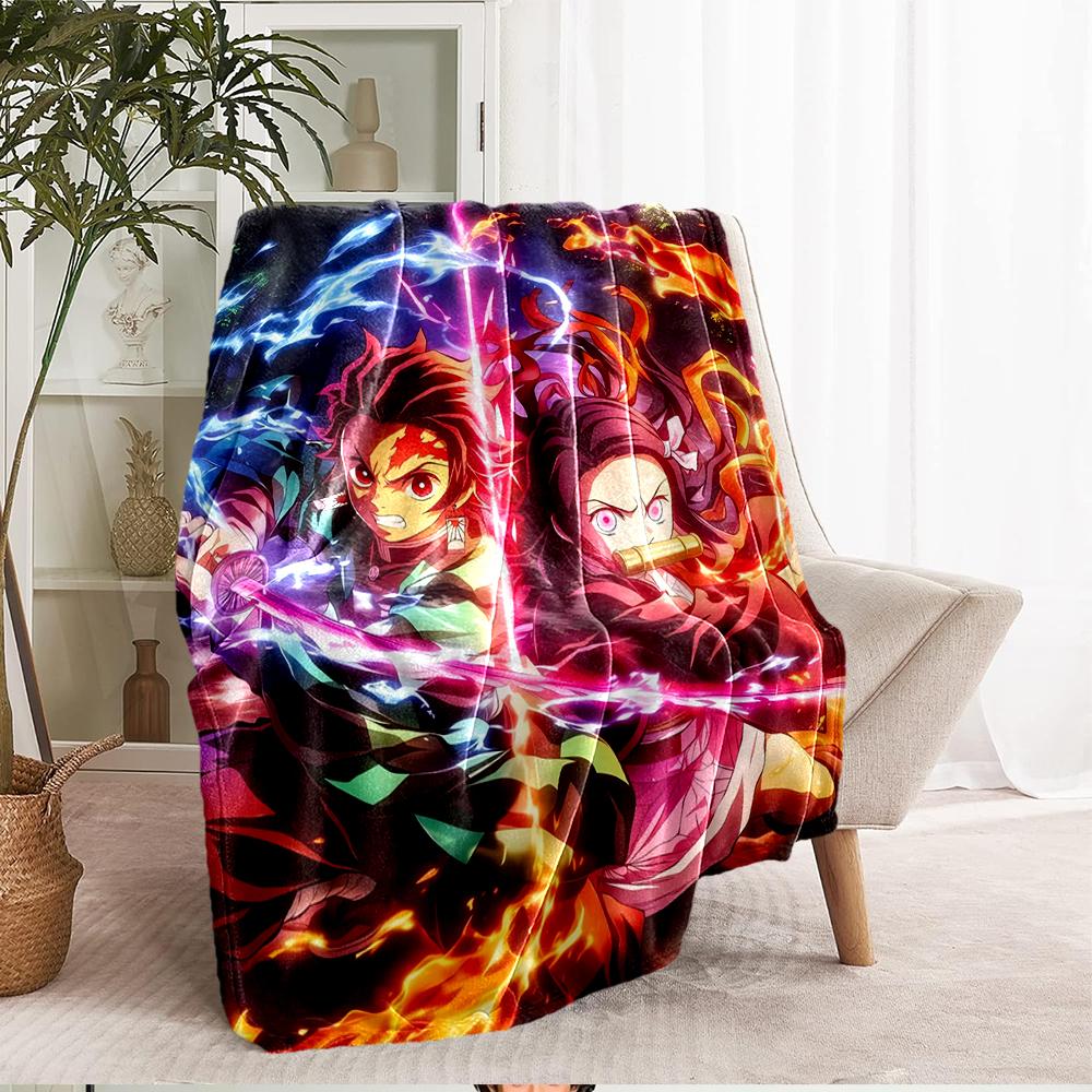 Demon Slayer Theme Printed Blanket - Perfect for Couch, Bed, Travel & Outdoor Use | Machine Washable, Cozy & Durable.
