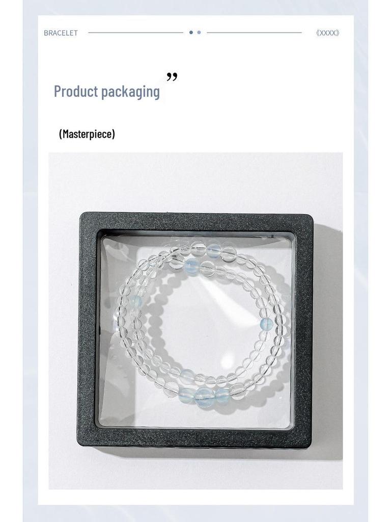 Ocean-Inspired Aquamarine & White Crystal Double-Wrap Bracelet for Women