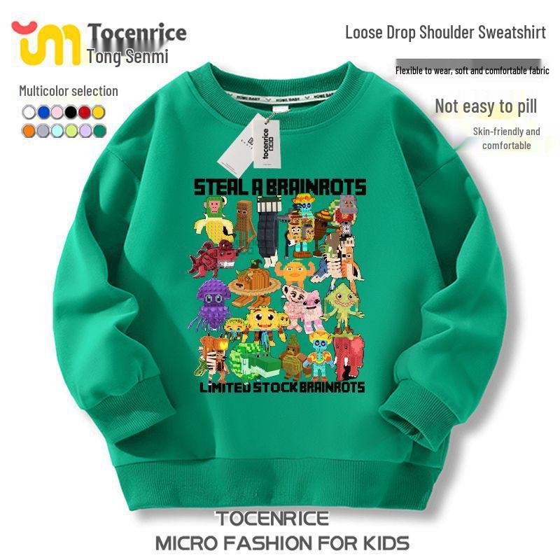 Roblox Shanhaijing Boys' & Girls' Round Neck Plus Velvet Hoodie