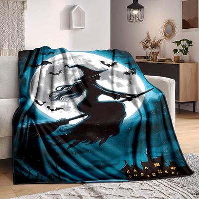 1 Stück Mondhexe Druck Decke   Leichte Flanell Überwurfdecke Für Sofa, Bett, Wohnzimmer, Büro, Outdoor Reisen, Camping
