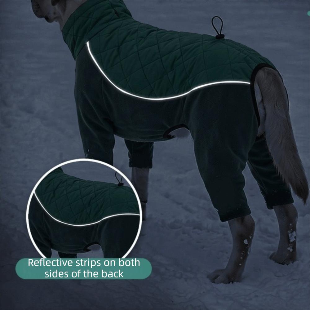 Windproof Dog Four-Leg Sweatshirt High Collar Dog Warm Pajamas Fleece Dog Jumpsuit  Winter