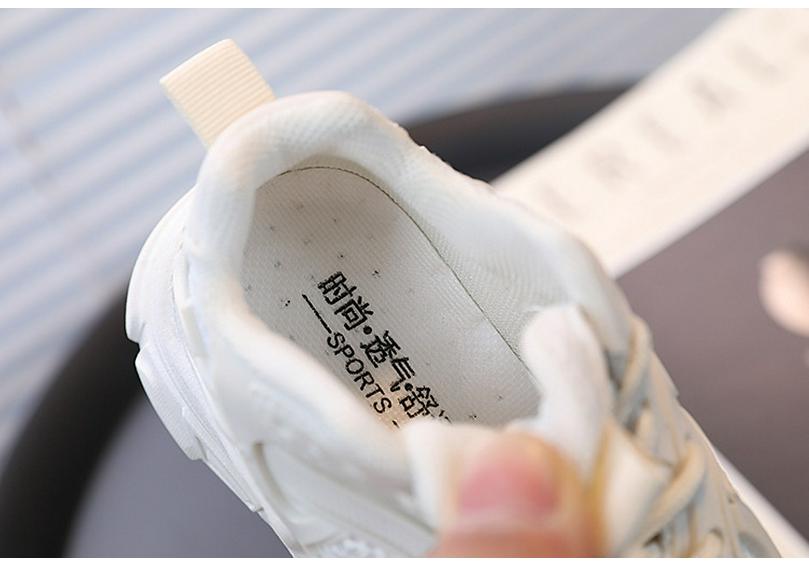 Breathable Children's Running Shoes – Spring/Autumn 2026 Style, Double Mesh, Casual White Dad Shoes for Boys