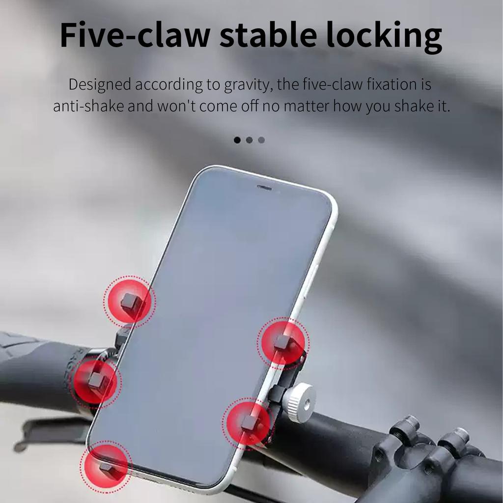 TOSUOD Bike Phone Holder Aluminum Alloy Adjustable 360 Rotation Bicycle Motorcycle Phone Mount Five Claws Mechanical Telescopic Cycling Accessories